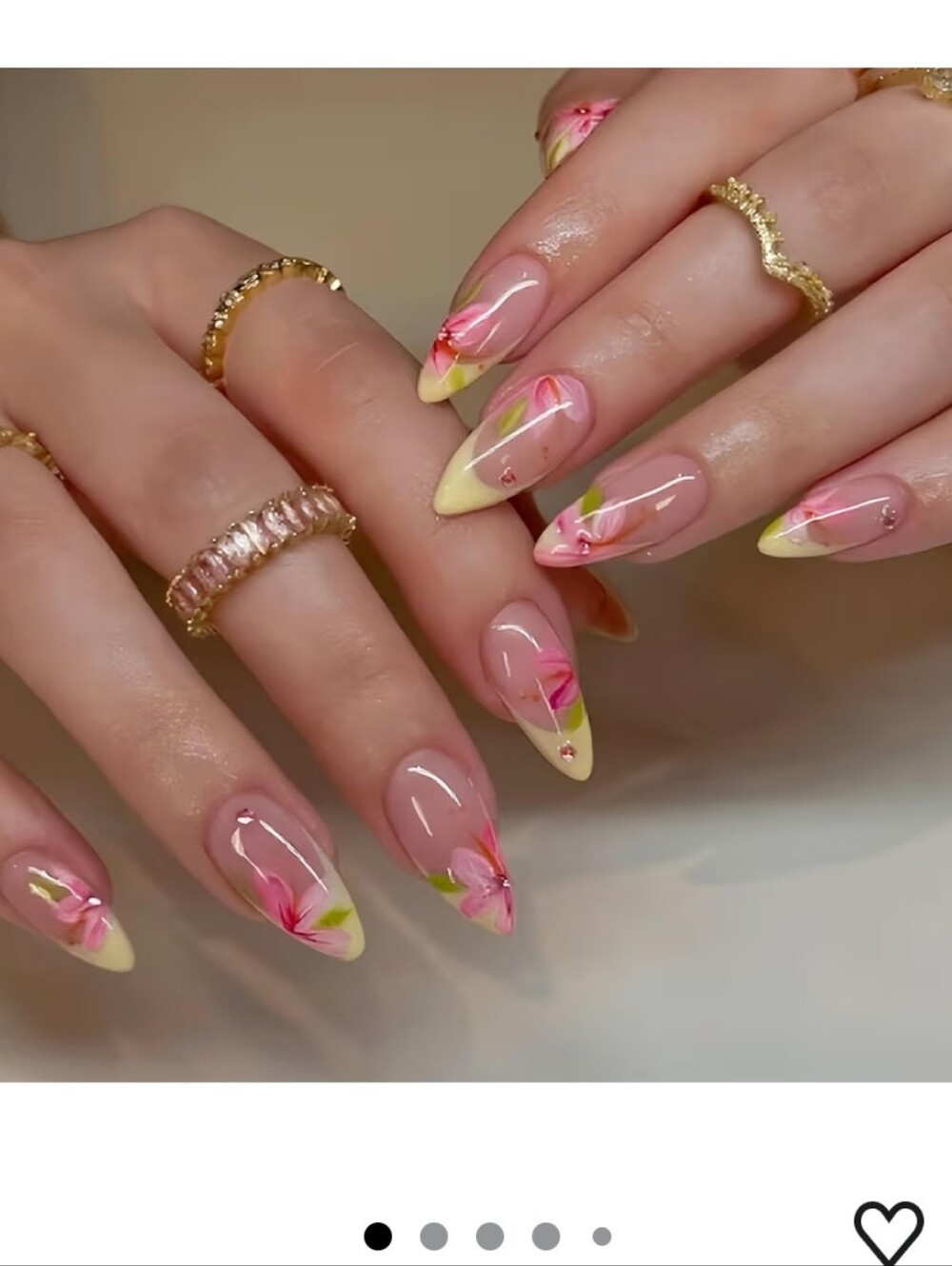 Floral Pink & Yellow Press-On Nails - Lily